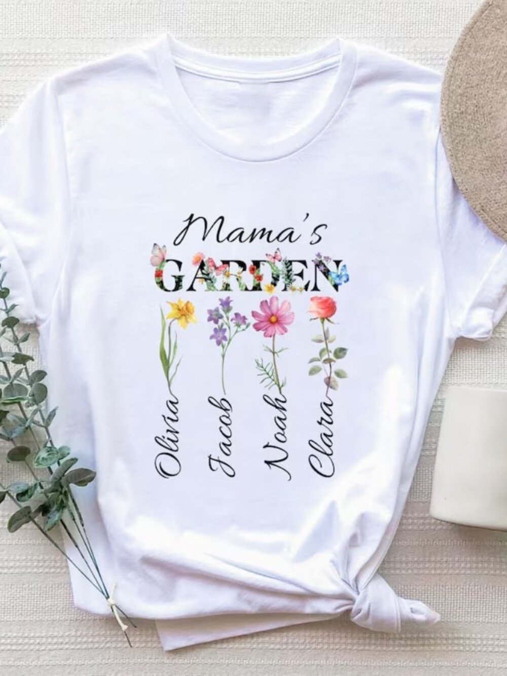 Mamas Garden Floral Shirt, Custom Names Mothers Day Tee, Gift For Mom